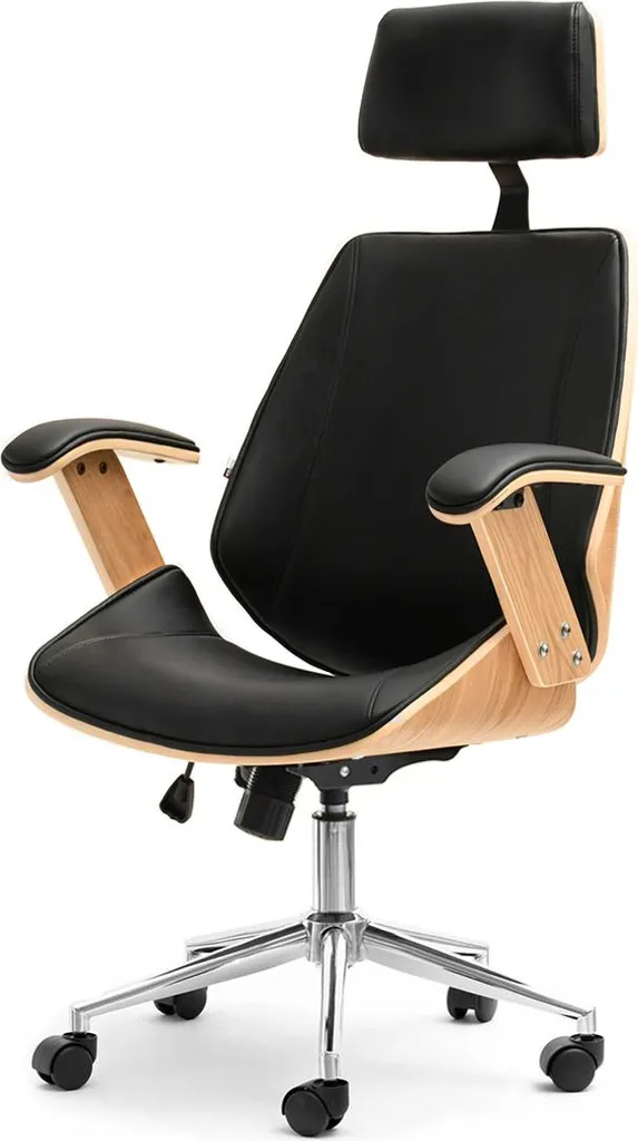 Chaise de bureau EVALISA en chêne noir et chrome pour espace de travail