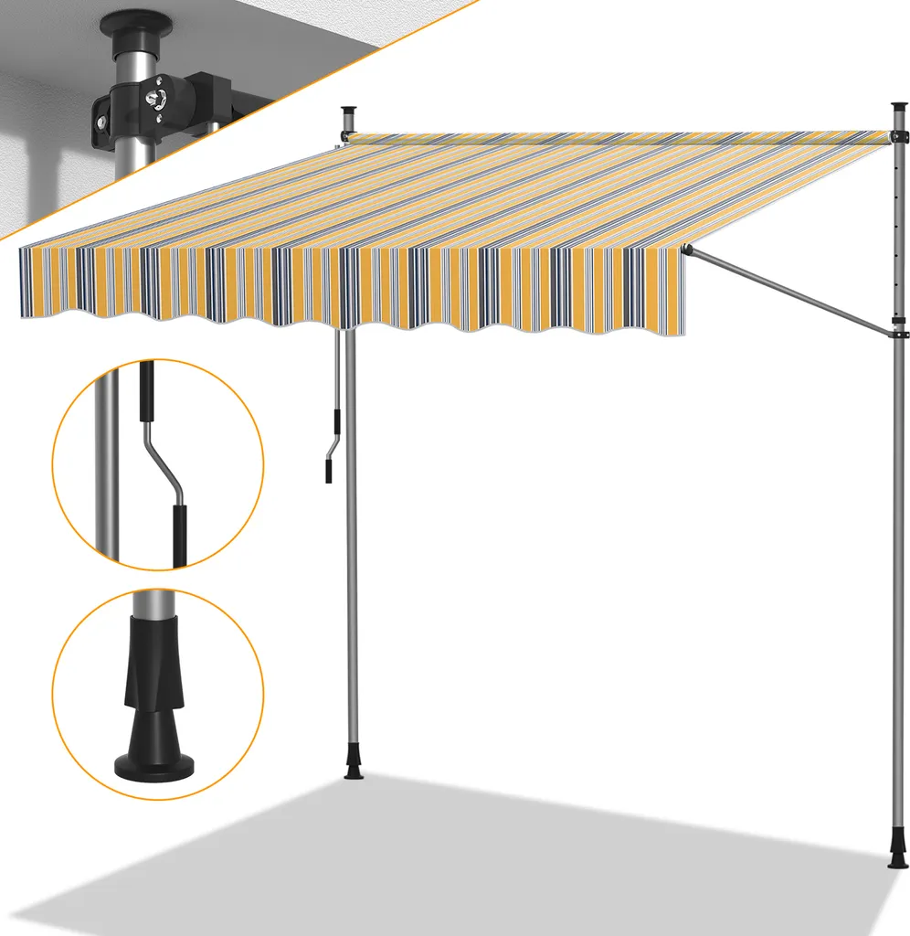 Tenda Jopassy 3M a Braccio Articolato | Protezione UV Giallo-Blu Balcone