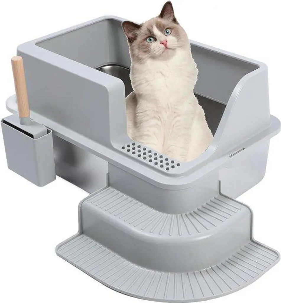 Cage chat facile à nettoyer en inox 58x38x29 cm - Finition sans fuite