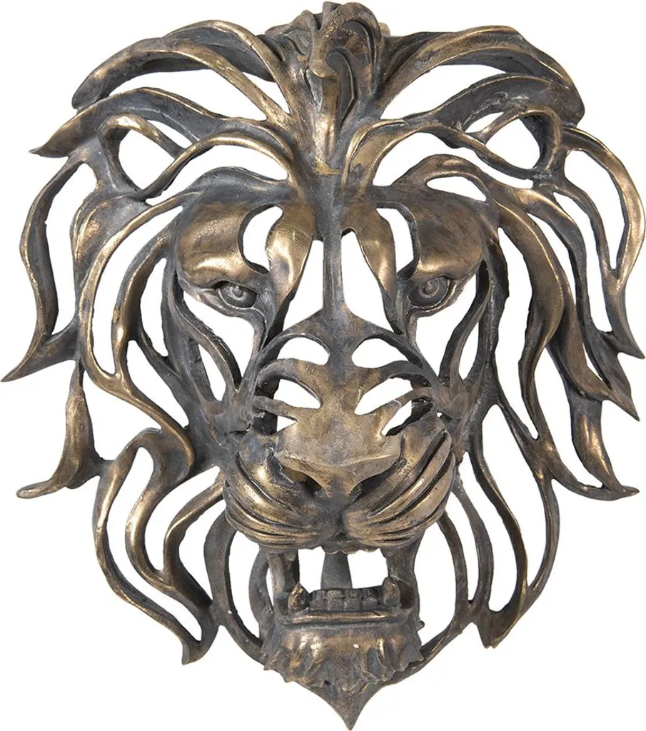 Statue de lion décorative Clayre & Eef marron pour salon et bureau chic