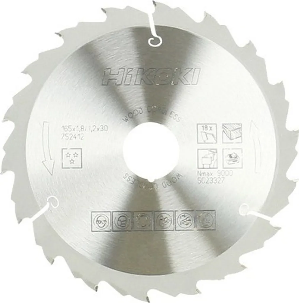 Disque de scie circulaire HiKOKI 165 mm 18 dents carbure pour chantier