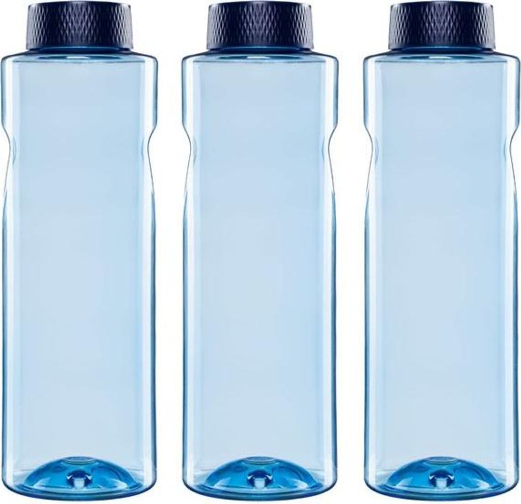 3x Kavodrink Premium Trinkflasche Wasserflasche Blau 0,8 L