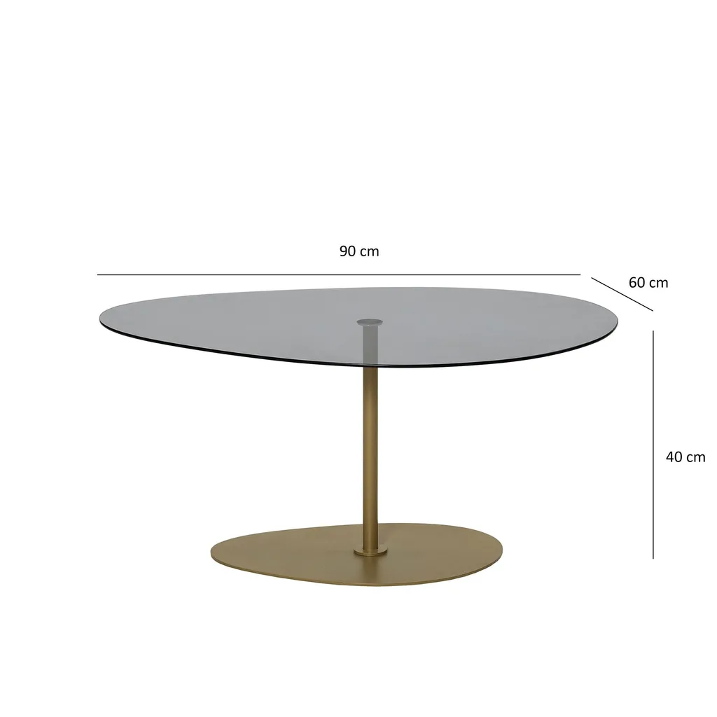 Table basse Porto 100% verre trempé gris et structure dorée de luxe 90x60 - 10