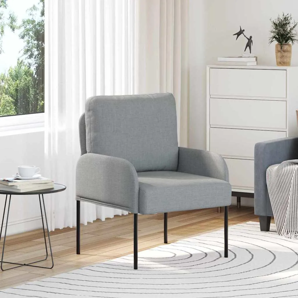 vidaXL Divani con cuscini 55 cm Grigio chiaro Compensato - 2