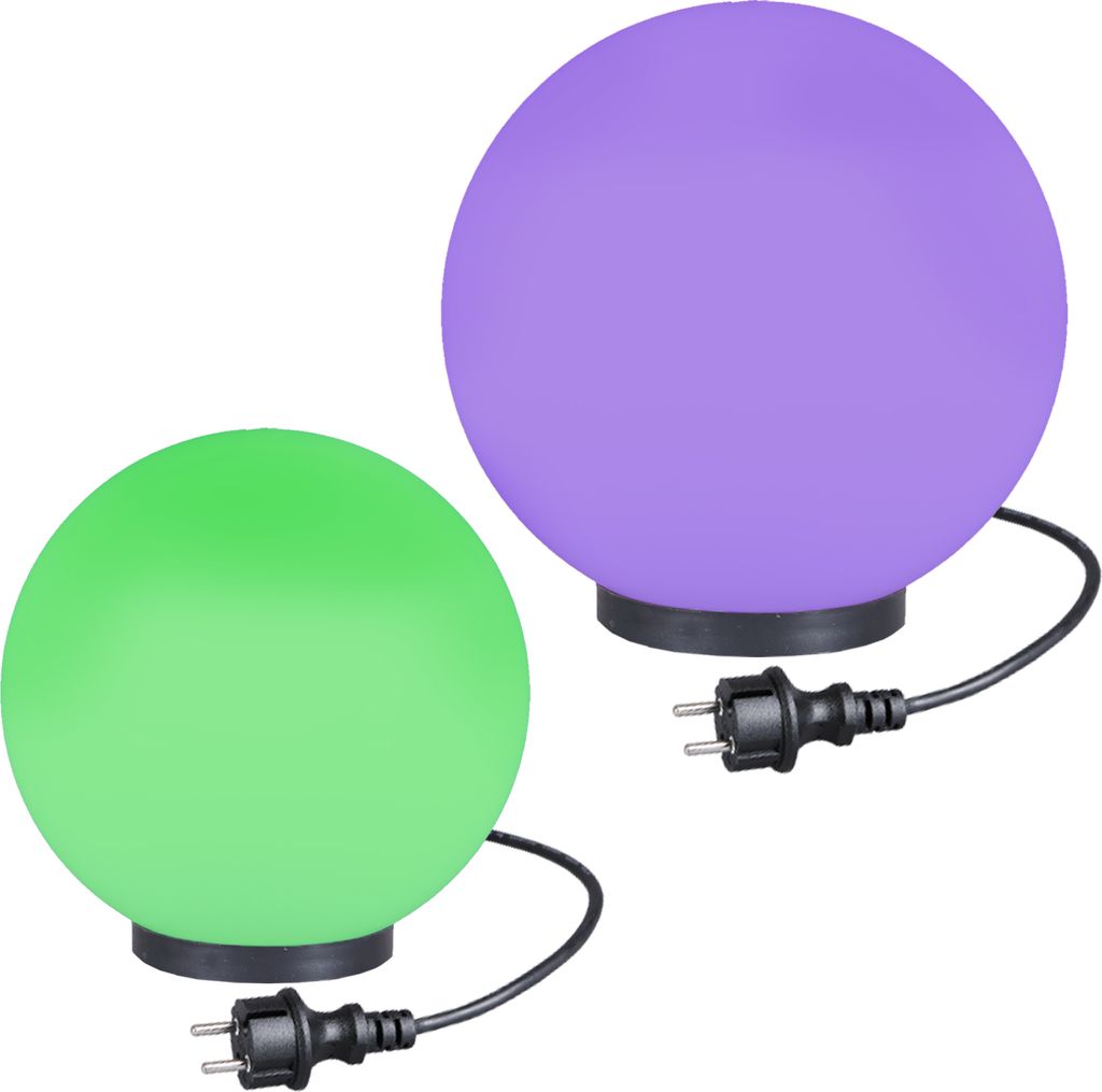 Kugellampen RGB Kugelleuchten 2er Set Ø 25/30cm Außenleuchten Garten Lampen LED