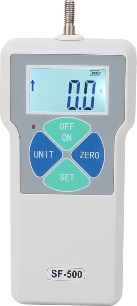 A digital force gauge is shown against a white background.