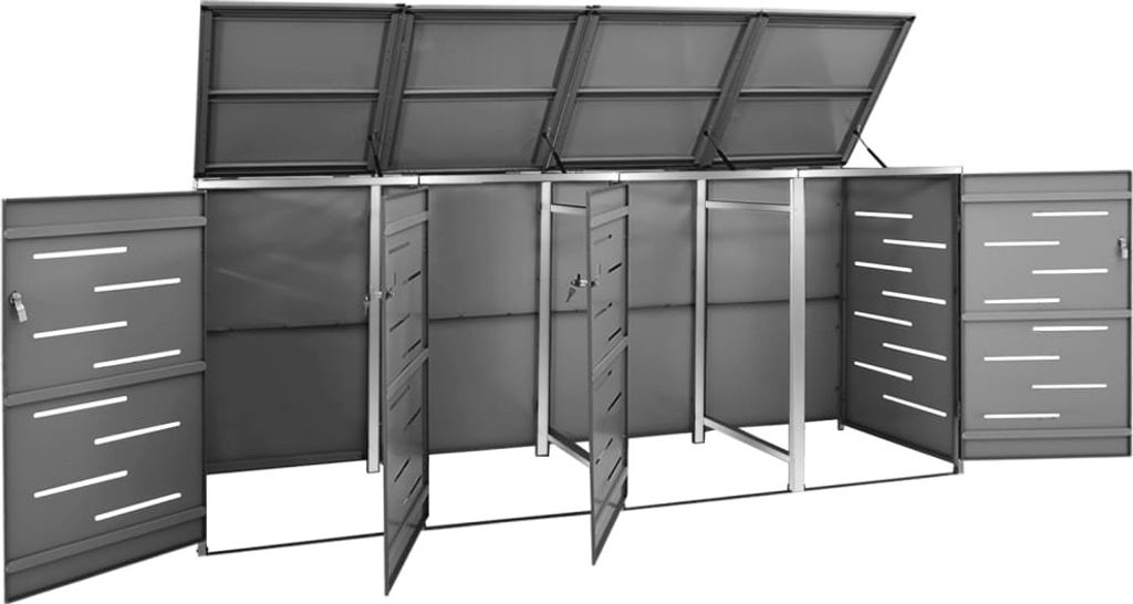 Box na odpadky pro 4 koše 276,5x77,5x115,5 cm nerezová ocel Obrázek produktu 3