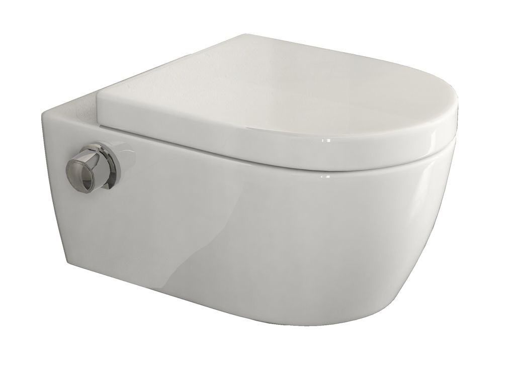 Hänge WC Bidet Funktion integrierter Armatur SoftClose Deckel spülrandlos weiß 