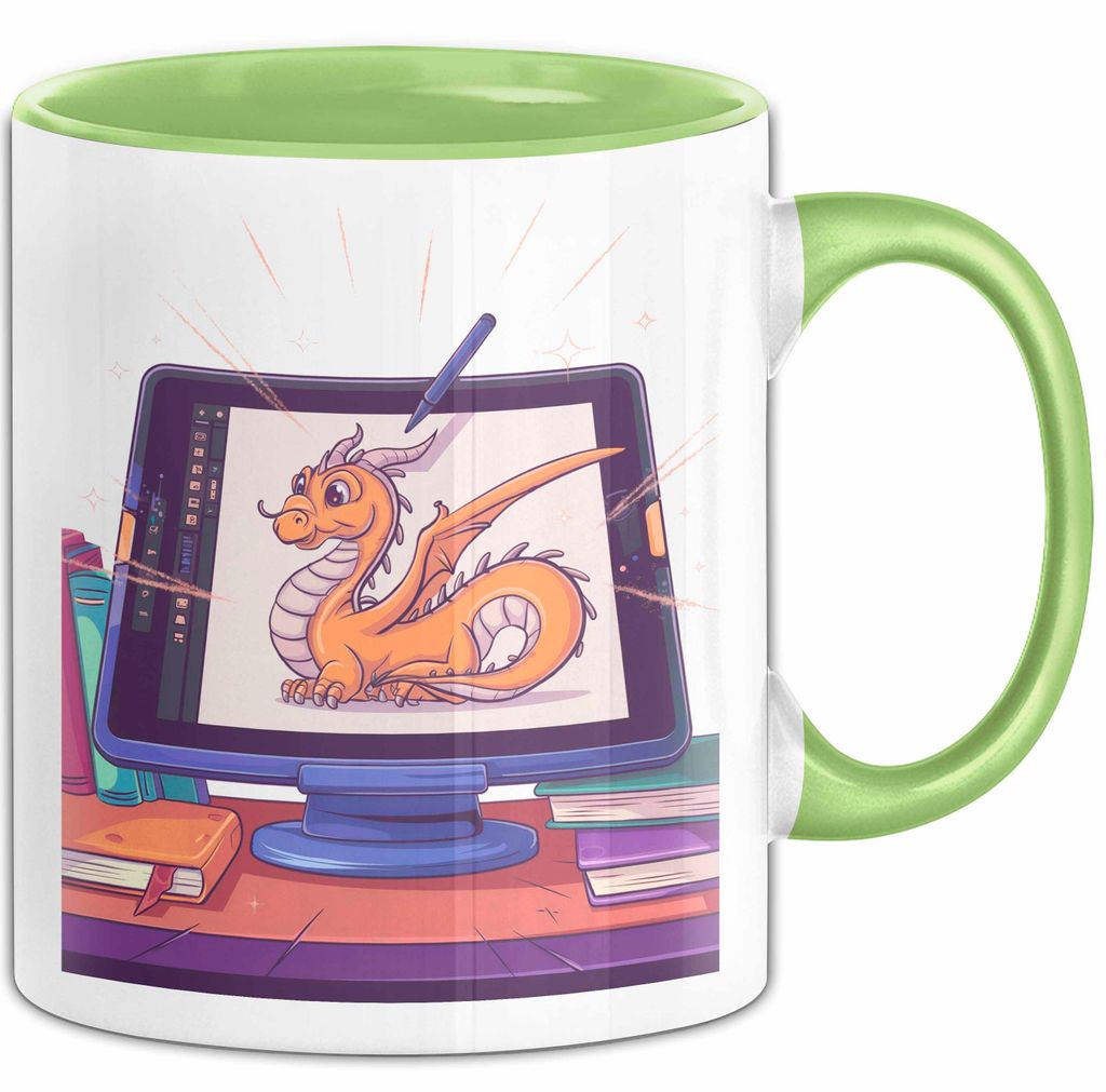 Digital Künstler Tasse Geschenk Lustige Geschenkidee Spruch Für Tablet Kreative (Grün)