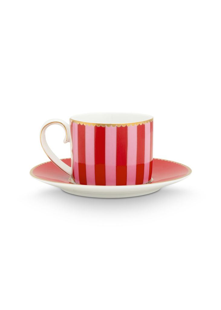 PIP STUDIO Love Birds Stripes Espressotasse m.U. rot/pink Produktbild 