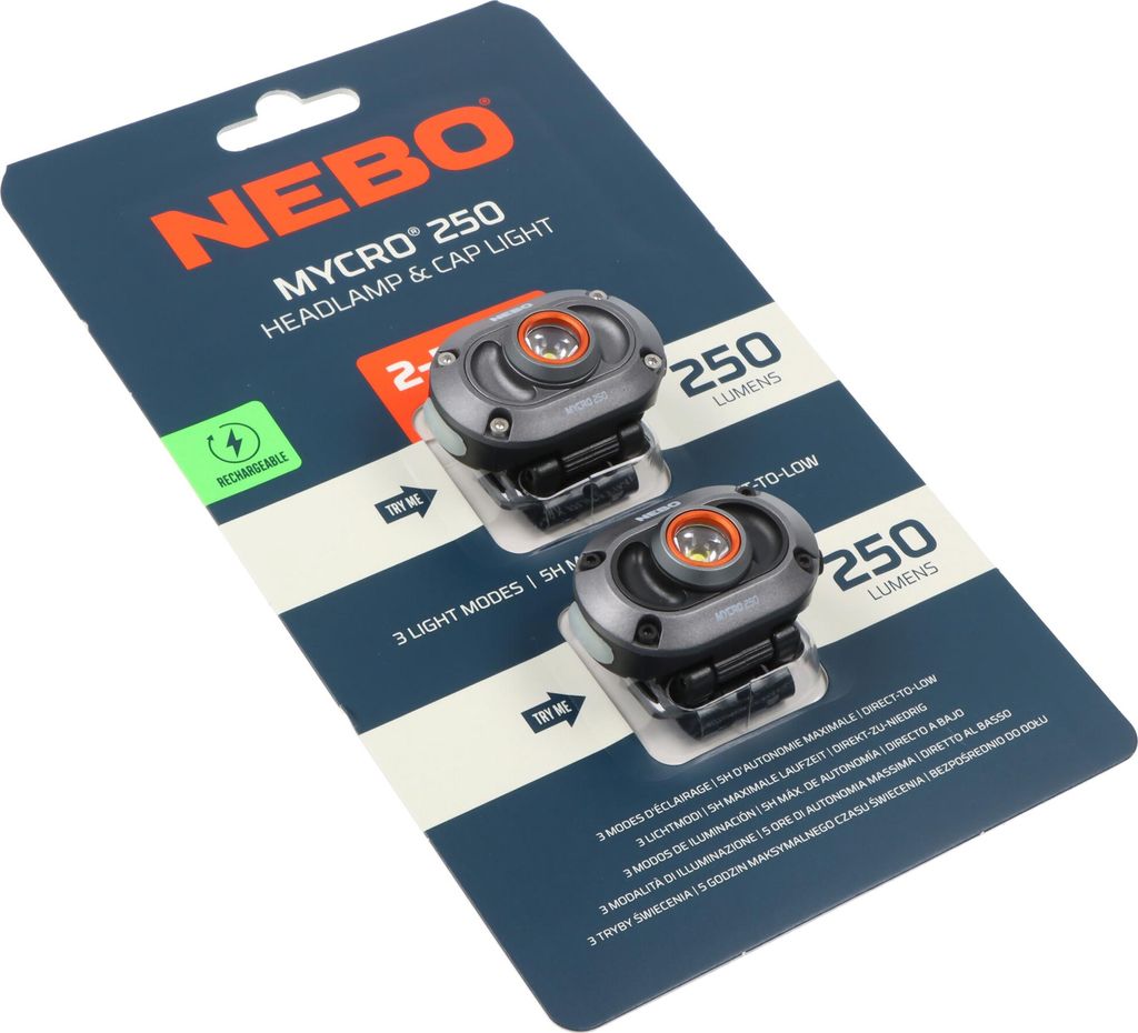 NEBO NEB-HLP-1010-G MYCRO 250 LED-Stirnlampe im Doppelpack Produktbild 