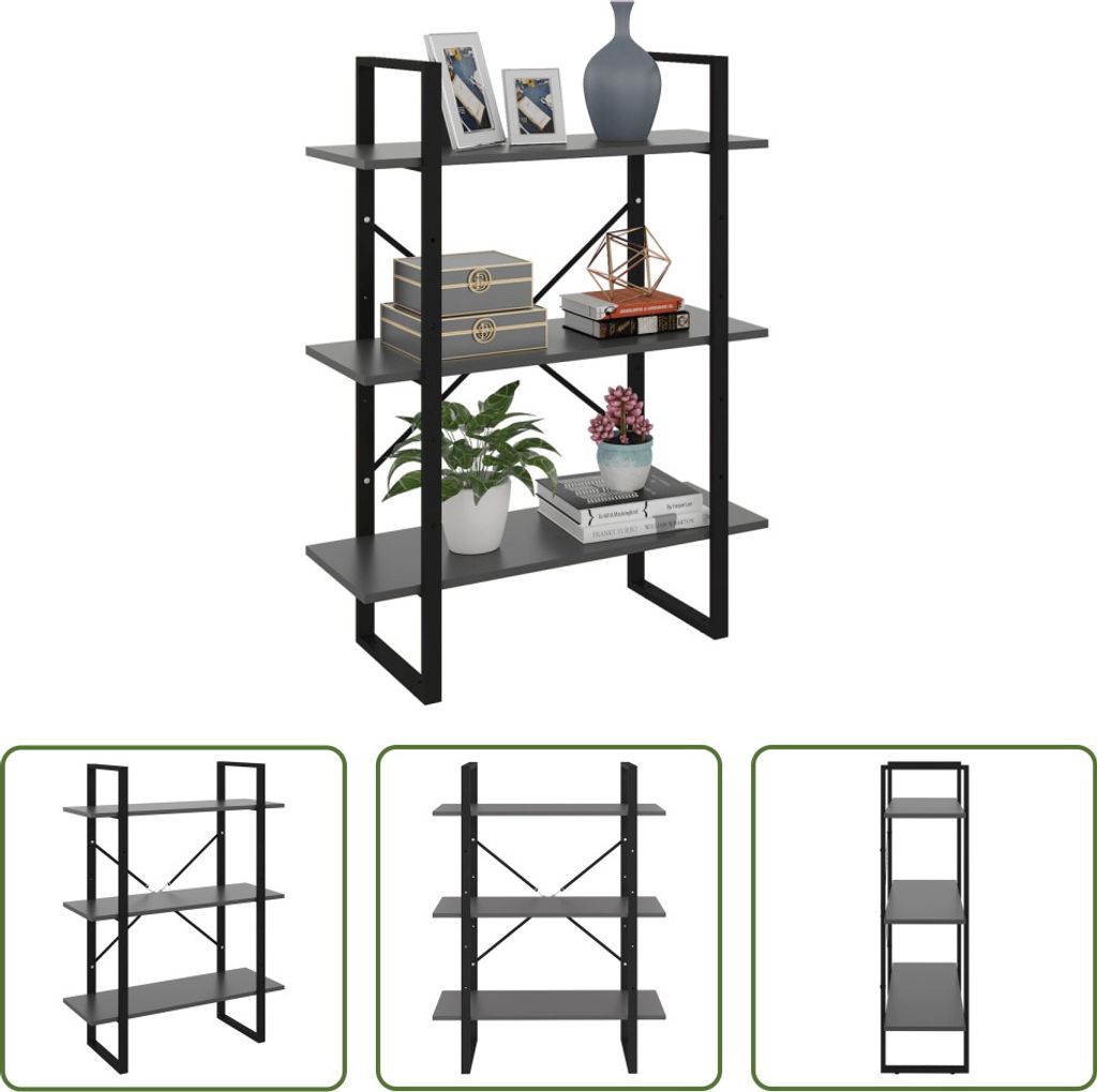The Living Store Bücherregal Grau 80x30x105 cm Holzwerkstoff