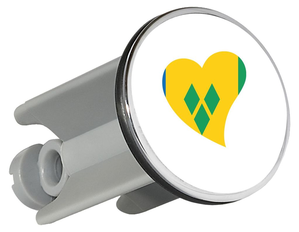 Huuraa Waschbeckenstöpsel St. Vincent und die Grenadinen Flagge Herz 4cm höhenverstellbar Abflussstopfen Geschenkidee