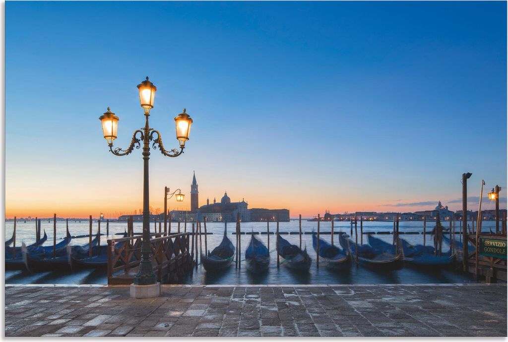 ARTland Wandbild Alu für Innen & Outdoor Venedig Hafen Größe: 90x60 cm
