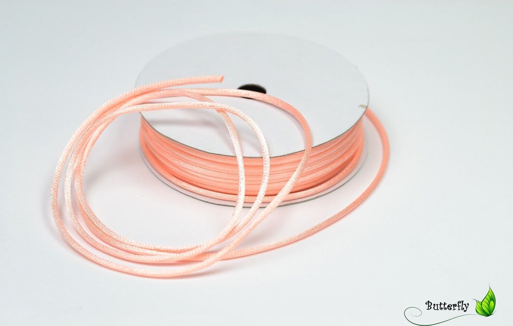 10m Rolle Flechtkordel Satin 2mm, Farbe:apricot 714 Produktbild 