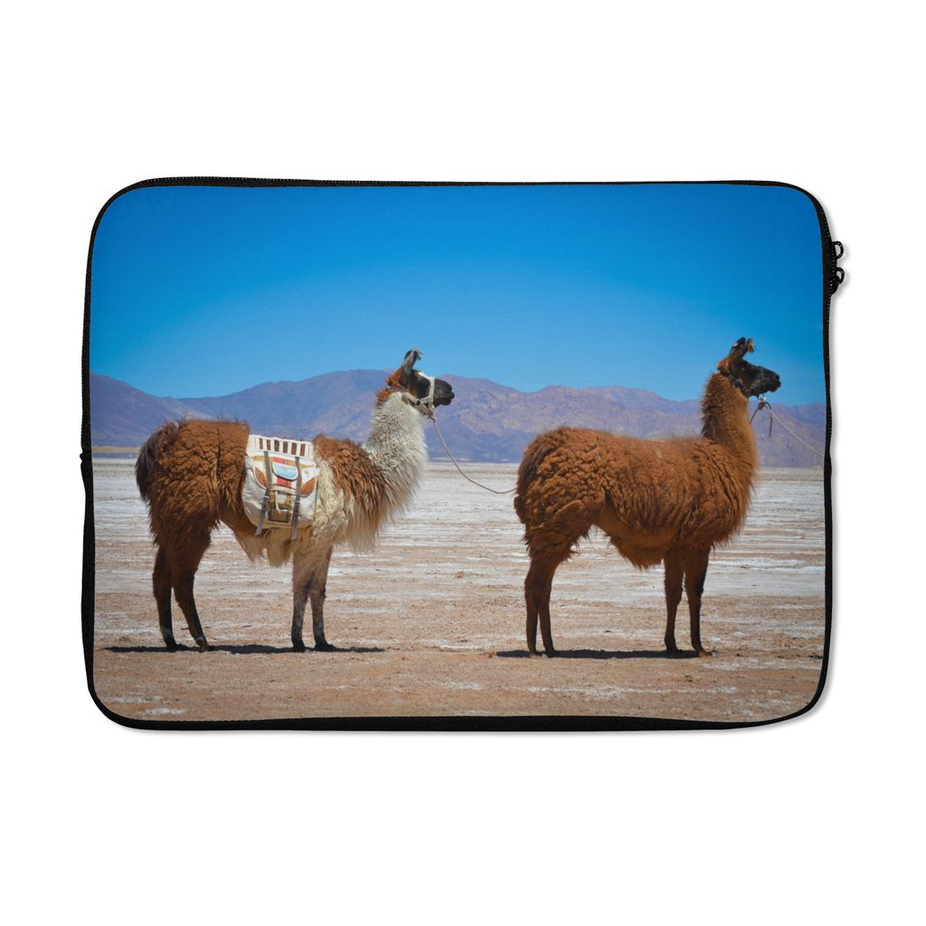 MuchoWow Laptop Hülle 13 Zoll Lama - Wüste - Berge Laptoptasche - Laptophülle - Sleeve - Rundumschutz