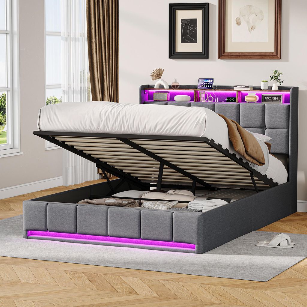 Boxspringbed 140x200 cm met USB-poort, bed met Productafbeelding 