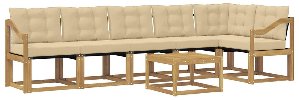 vidaXL Outdoor-Sofagarnitur mit Kissen 7 pcs Weiß und Beige Produktbild 