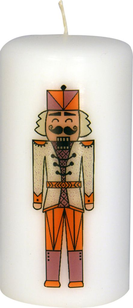 Weihnachtskerze Nussknacker Creme/Orange 140 x Ø 70 mm, 1 Stück