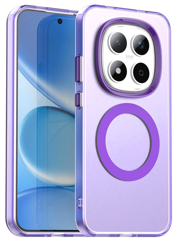 Magnetisch Hülle für Xiaomi Redmi Note 15 Pro 5G, Schlank Durchscheinend Matt Stoßfest Handyhülle Lila