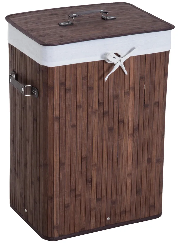 Panier à linge en bambou 30x60x45 cm avec doublure amovible lavable