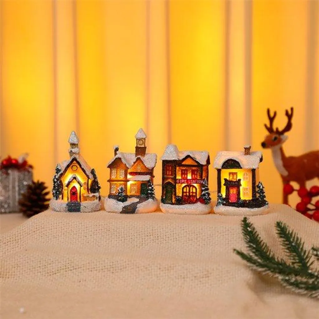 Maison de Noël illuminée et figurine Père Noël décorative pour enfants