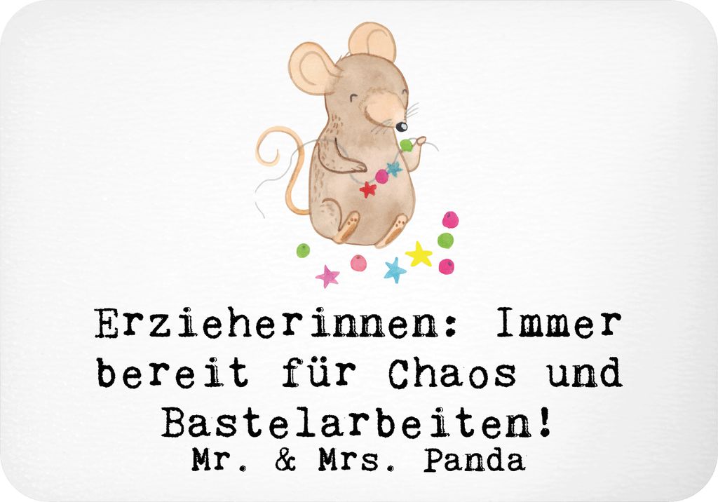 Mr. & Mrs. Panda magnet Erzieherin Chaos - Weiß - Geschenk, whiteboardmagnet, holzmagnet, Kindergarten, Notizhalter, zettelhalter, Kühlschrankmag...