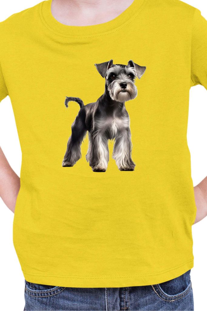 Kinder T-Shirt Dogs Breeds Miniature Schnazuer Dog Breed 005, 5-6 Jahr - 116 / Gelb