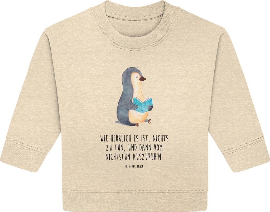 Mr. & Mrs. Panda Organic Baby Pullover Pinguin Buch 24. - 36. Monat - Natural Raw - Geschenk, Urlaub, Bullover