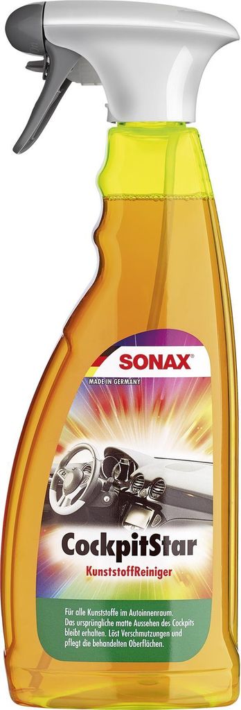 A bottle of Sonax CockpitStar plastic cleaner.
