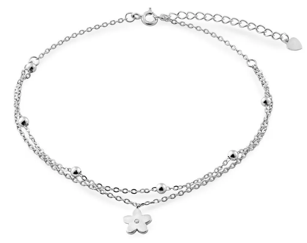 Double chaîne argent Flower AJNH0013 : le look superposé sans nœuds
