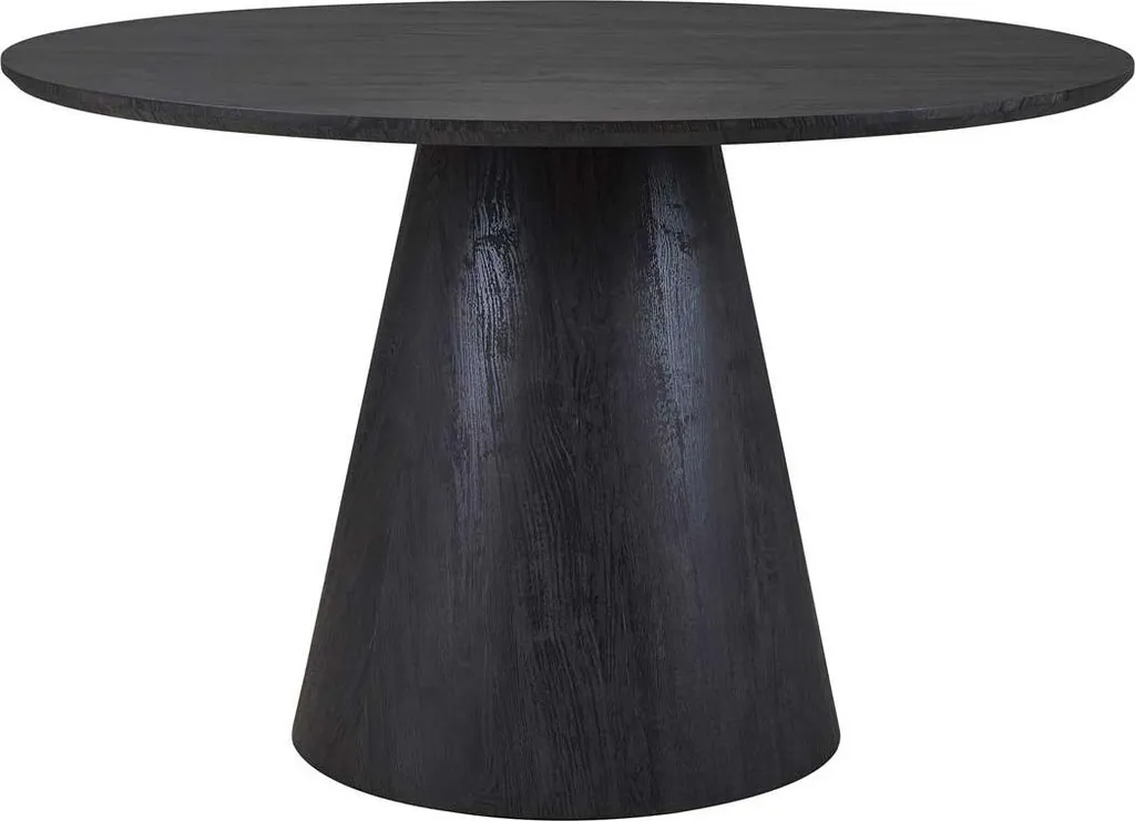 Miklos table de repas ronde brun foncé 120cm style industriel et chic