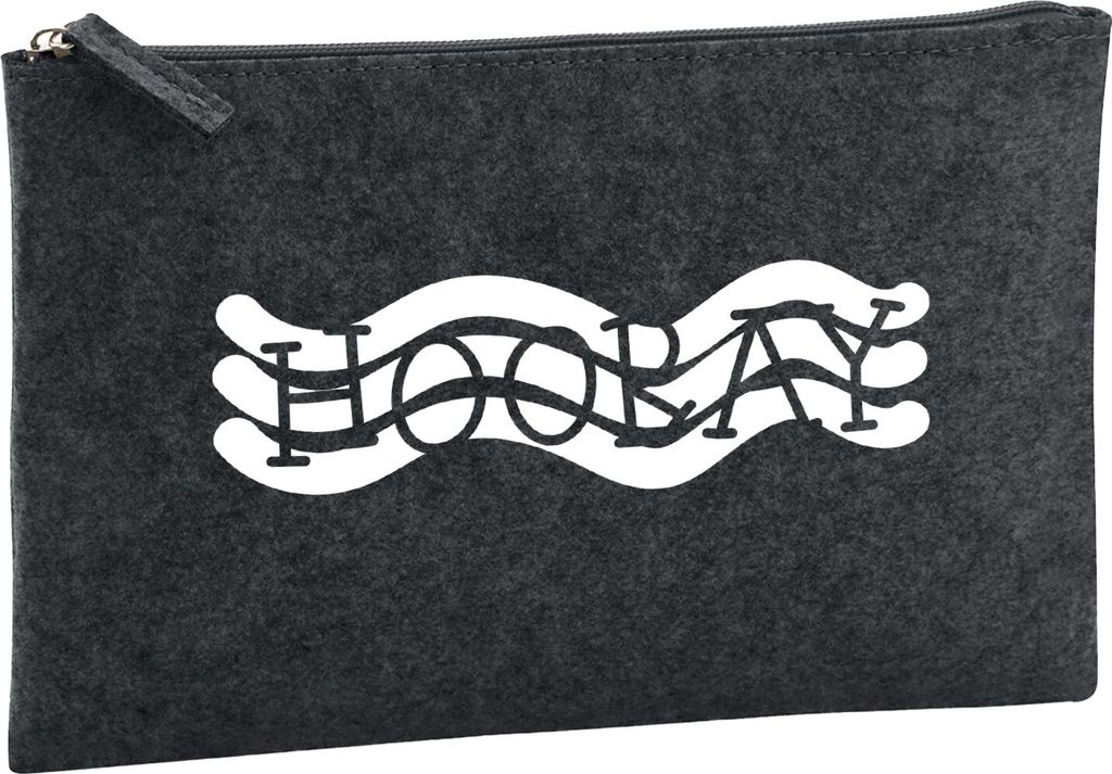Huuraa Kulturbeutel Hooray Hurra 1 Liter Charcoal Filz Kosmetiktasche Geschenkidee