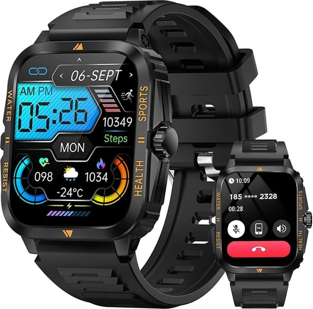 Septoui Smartwatch Männer Frauen 1,96 Zoll HD Fitness Tracker Bluetooth -Anrufe, wasserdichte Smart Watch 100+ Sportmodi, Herzfrequenz SPO2 Sleep ...