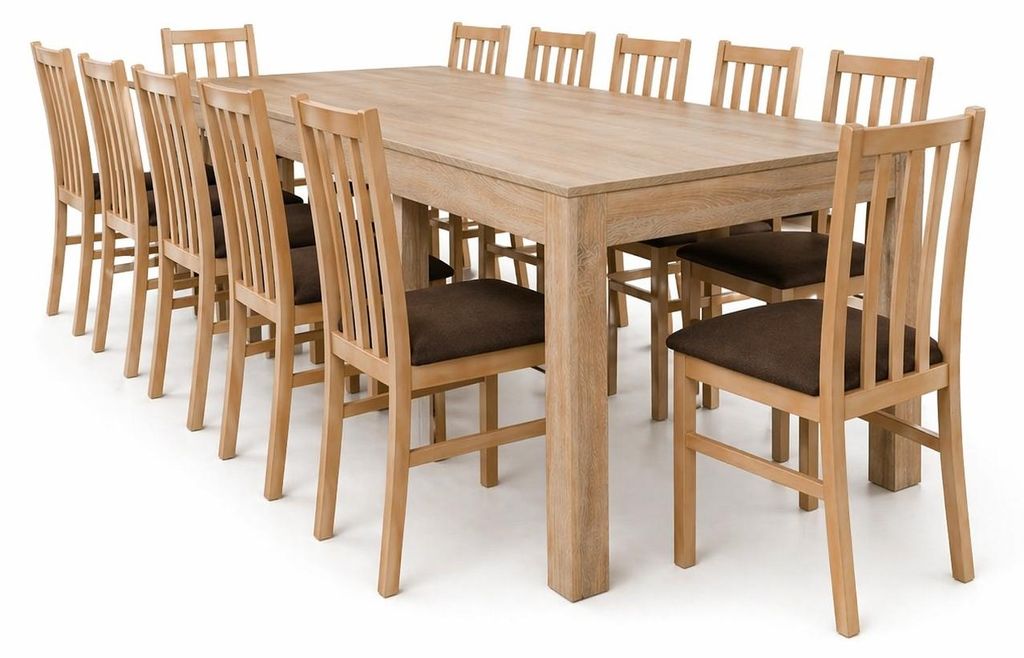 Furniture24 Ausziehbarer Tisch 160 - 300 Cm Wenus Mit 12 Stühlen - Eiche Sonoma
