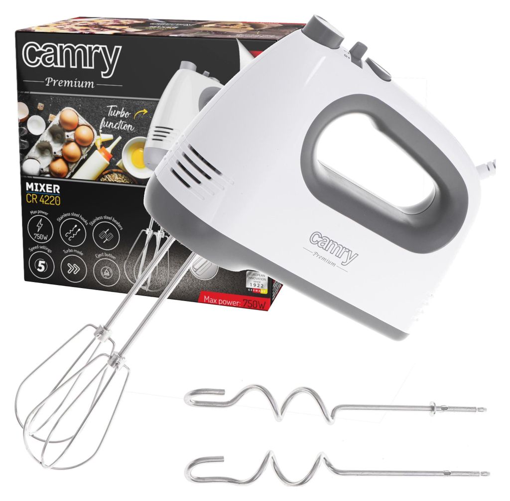 Camry Premium CR 4220W, Handmixer, Grau, Weiß, Schlagen, Produktbild 
