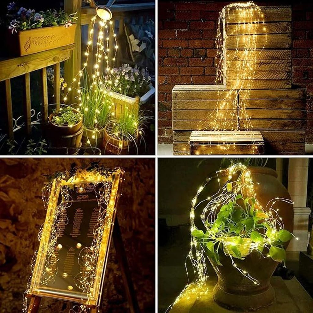 3er 2M 200 LED Wasserfall Lichterkette mit Strom, Timer, 8