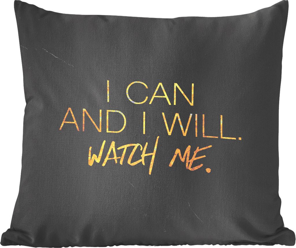 MuchoWow Zierkissen Sofakissen Wohnzimmer Dekokissen 40x40 cm Zitate - Selbstvertrauen - Gold - Marmor - Foto Kissen - Schlafzimmer Dekoration