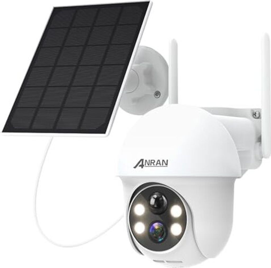ANRAN 2K HD -Sicherheitskamera Wlan Outdoor -Batterie, 360 ° Drehhaus mit Solarpanel, PIR -Erkennung des Menschen, Farb Nachtsicht,