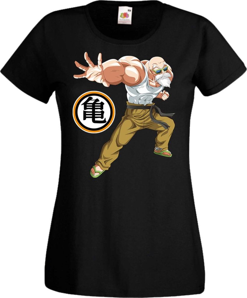 Damen T-Shirt Anime Manga Dragon Anime Manga Ball Z 10 Teacher Sensei, Lady S / Schwarz