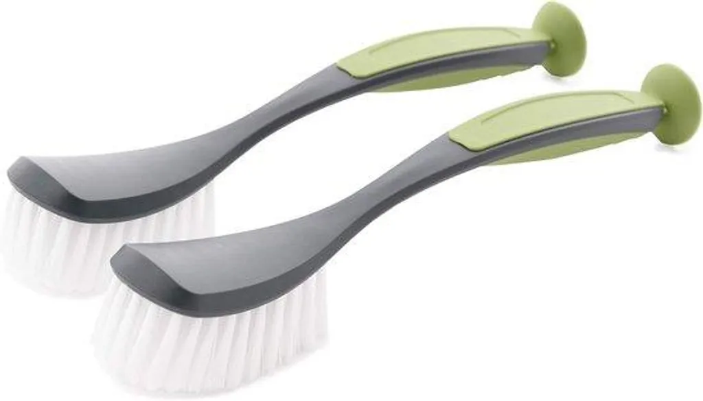 Lot de 2 brosses de nettoyage à ventouse avec poils souples gris et vert