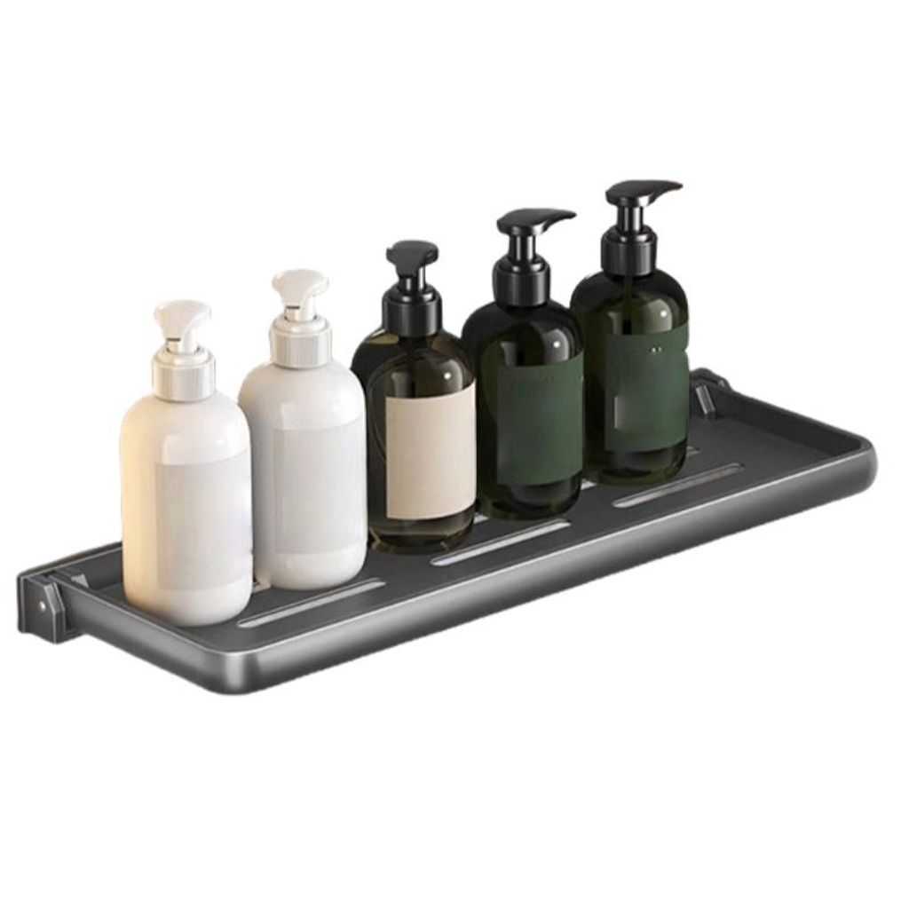 Klappbares Wandregal ohne Bohren – Einfache Aluminium Ablage, wasserfest, platzsparend, vielseitig, belastbar, grau, 40cm