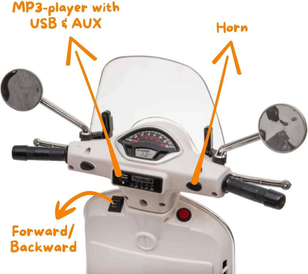 Dětská elektrická koloběžka 6V - Vespa GT - 3 až 6 let - se Obrázek produktu 9