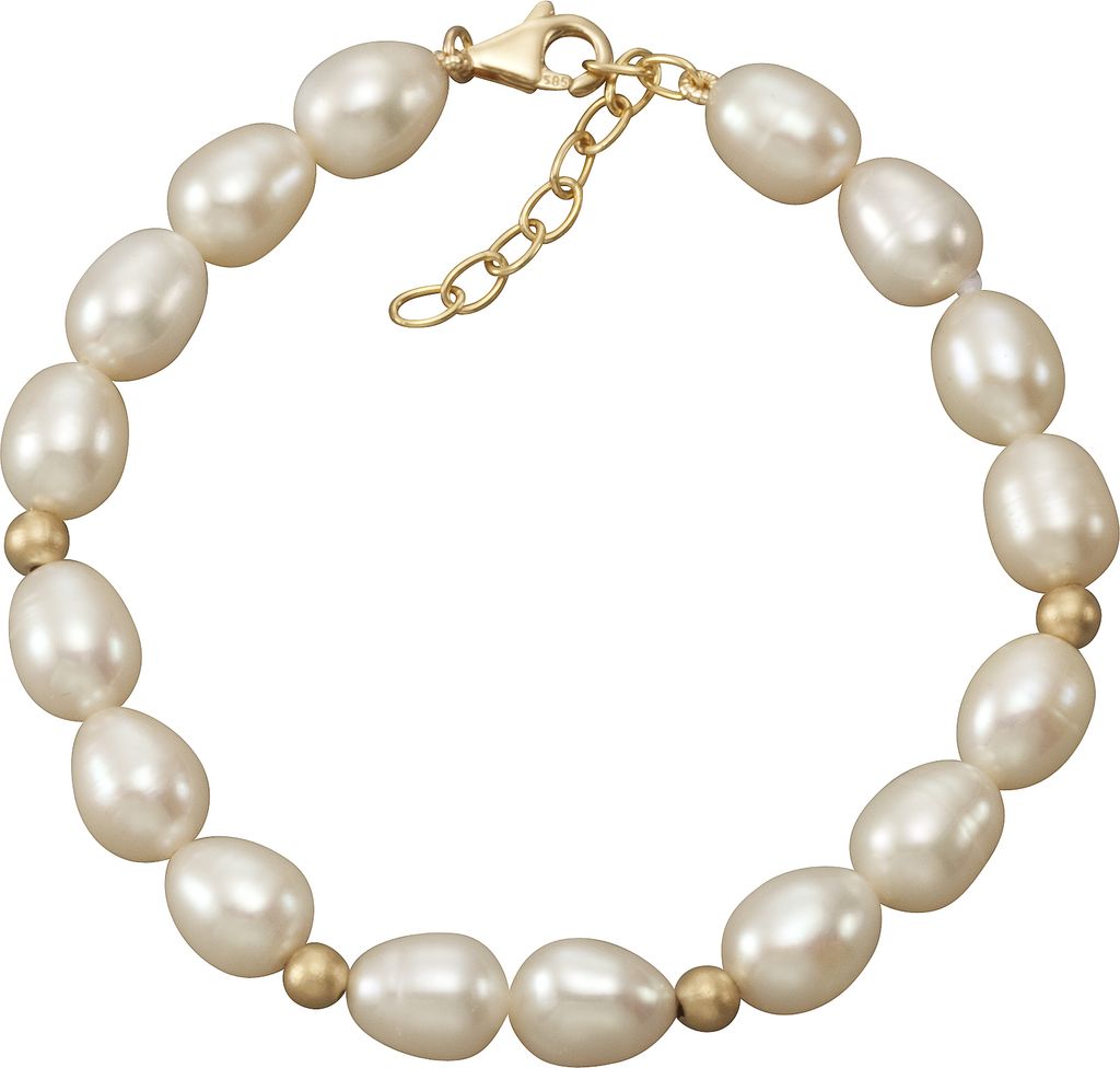 F Armband 585/- Gold 18cm gelb Süßwasserzuchtperle Produktbild 