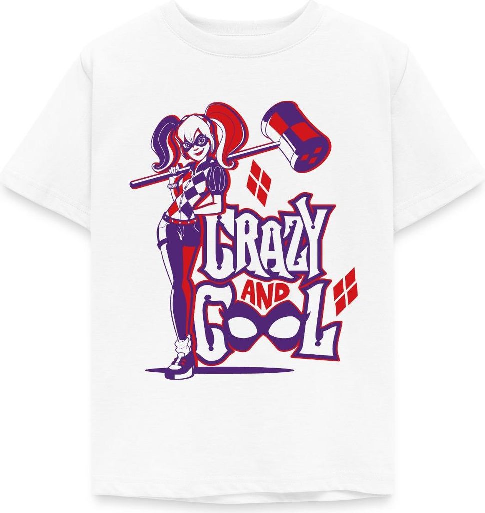 Spreadshirt Super Hero Girls Harley Quinn Hammer Kinder T-Shirt, 110/116 (5-6 Jahre), Weiß