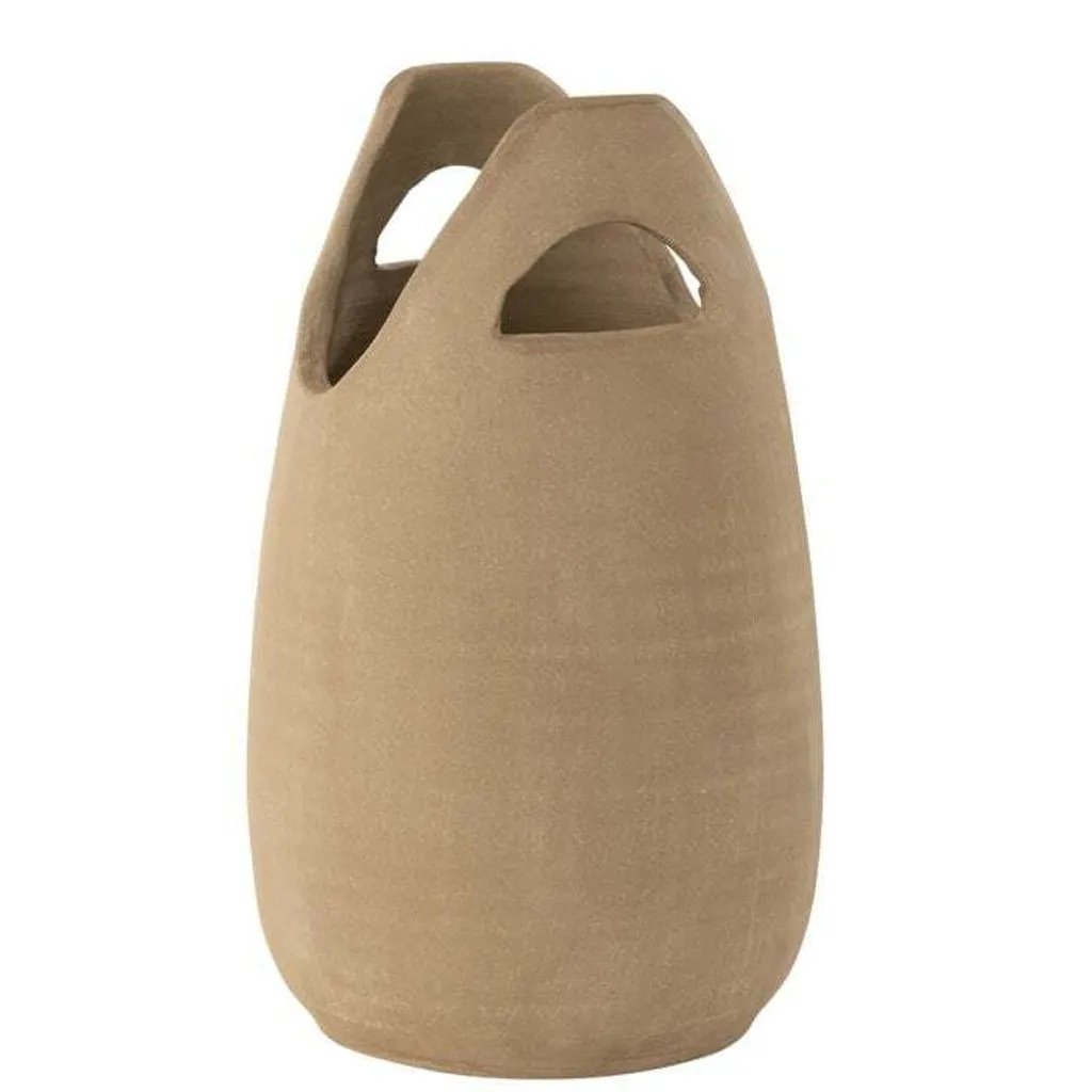 J-Line Vase Anse Céramique Beige Large - Décoration Intérieure Chic