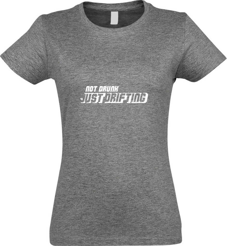 Kiwistar - T-Shirt tailliert - Damen - Graumeliert - Not Drunk - just Drifting - mit Motiv Bedruckt - Funshirt Design - Sport - Freizeit - Damen - XXL