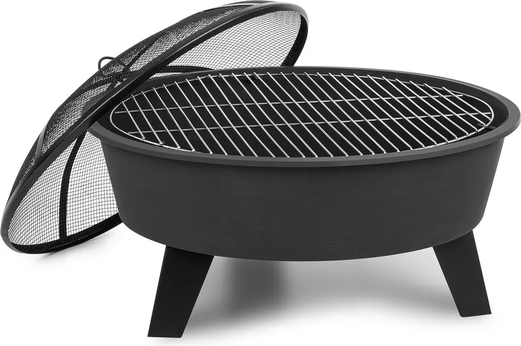Foyer de jardin blumfeldt Nolana - Barbecue 2-en-1 en acier noir Ø64 cm