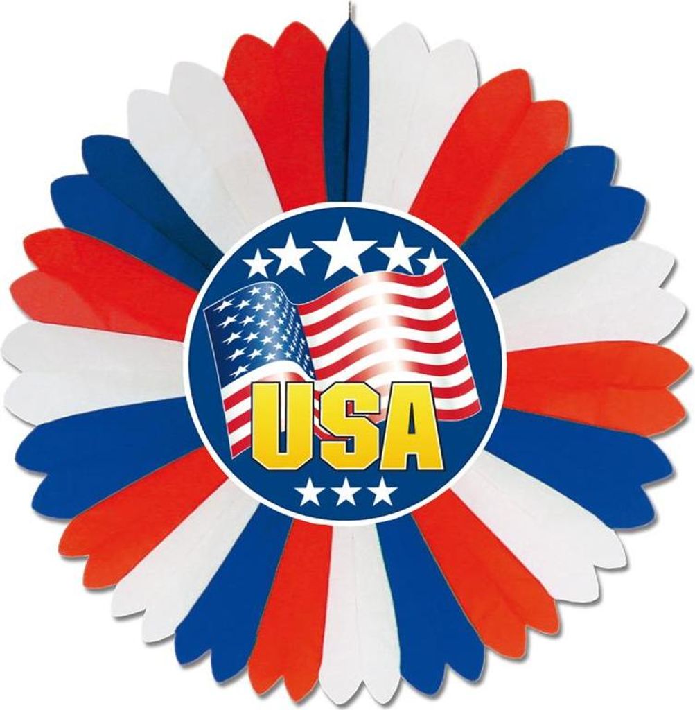 Dekofächer USA mit Flagge, einseitig, 60 cm