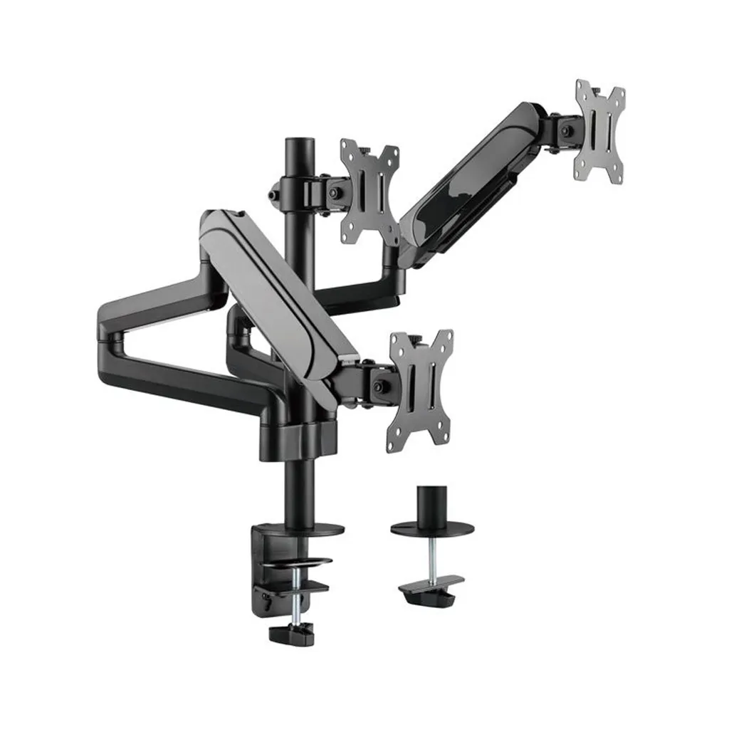 Support 3 Écrans Pivotant 360° avec Bras à Gaz pour Moniteurs 7kg